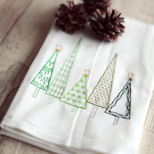 Christmas Dish Towels, Christmas Tree Embroidered Tea Towel, Farmhouse Christmas Kitchen Towels, New Apartment Gift, Holiday Hand Towels image 7