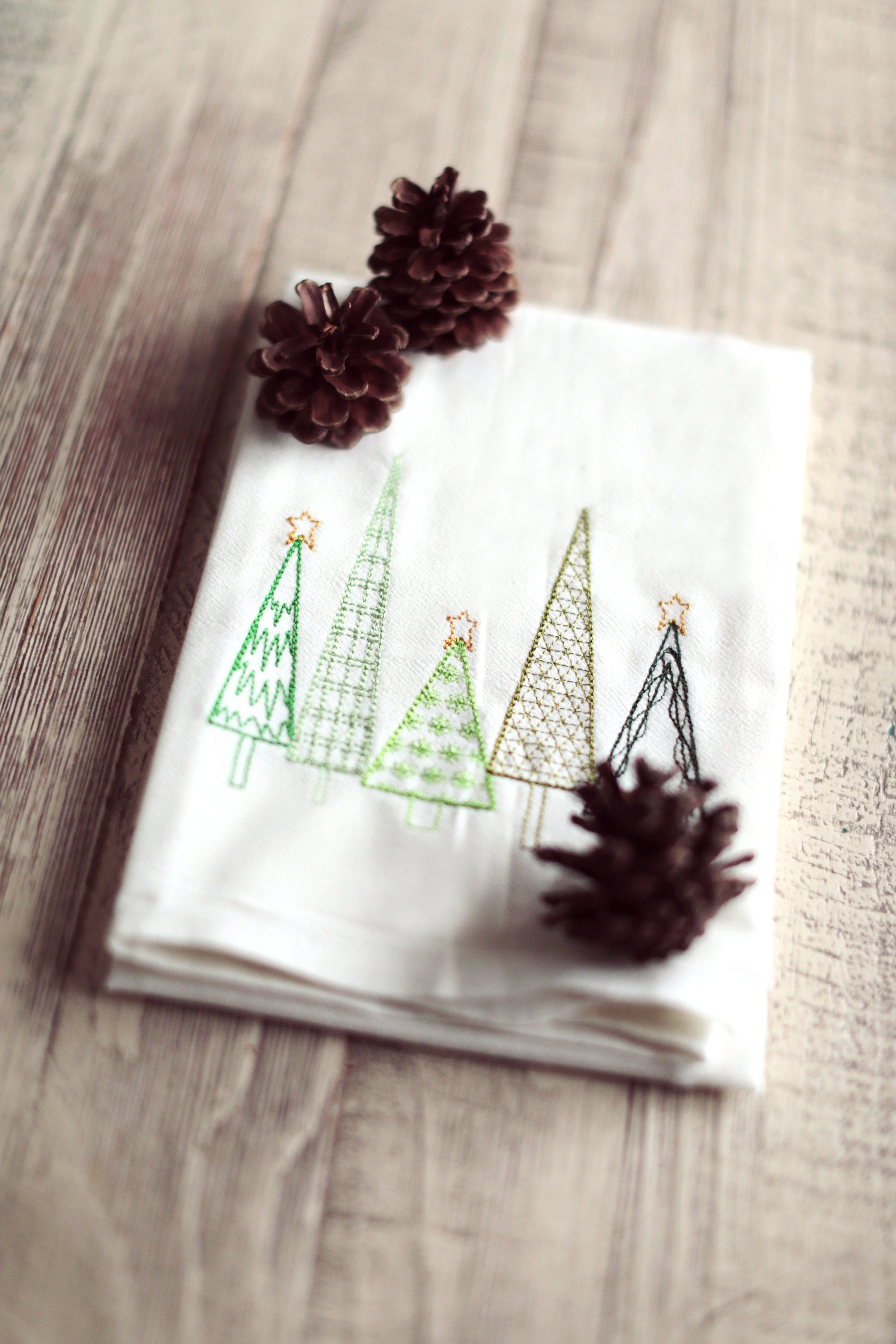 Christmas Dish Towels Christmas Tree Embroidered Tea Towel Etsy
