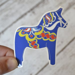NEW! Ready to ship - &#39;Dala Horse&#39; Vinyl Sticker - 2.9&quot; x 3&quot;