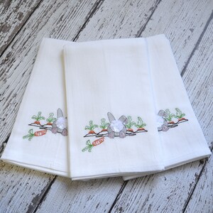 Bunny Tail Embroidered Tea Towel, Embroidered Floursack Towel, Country Kitchen Towel, Farmhouse Decor, Dish Towel, easter, gardening, carrot image 6