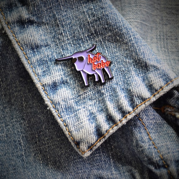 Ready to Ship, Hot Babe Pin, Babe the Blue Ox Enamel Pin, Cute Backpack Pins, Paul Bunyan Gift, Funny pin gift, Pun enamel pin, gift for her