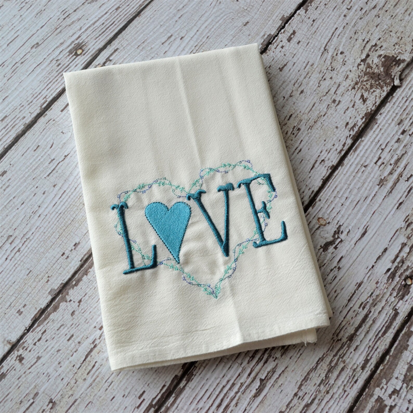 LOVE Heart Tea Towel Valentine's Day Gift Seasonal Etsy