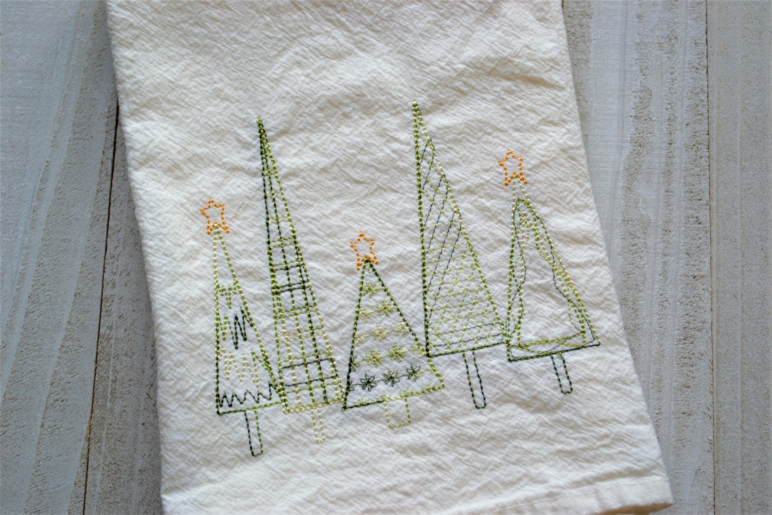 Christmas Dish Towels Christmas Tree Embroidered Tea Towel Etsy