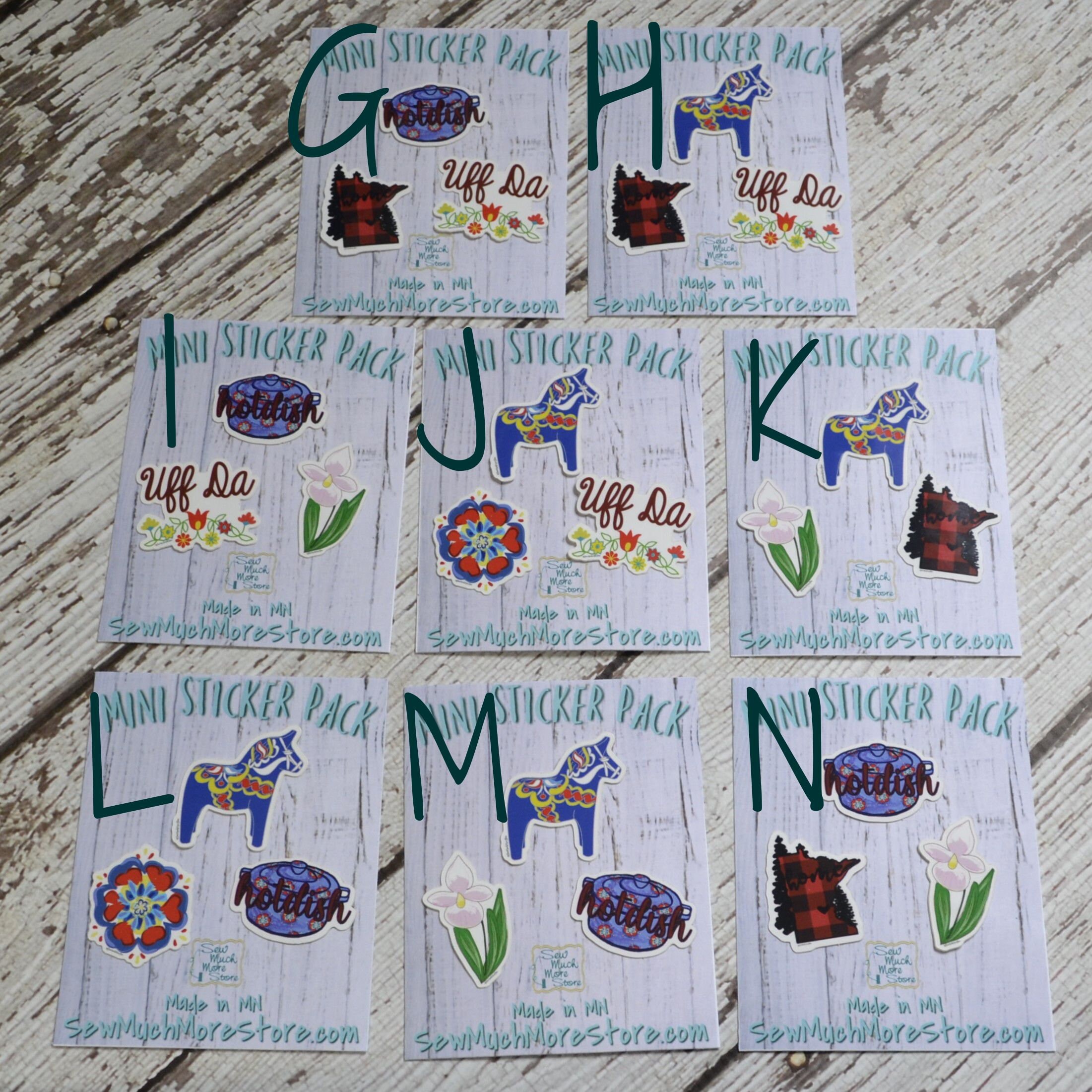 Mini Sticker Pack, Vinyl Stickers, 3 Packs, Mix and Match, Minnesota ...