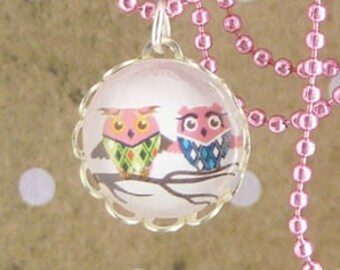 kids necklace Owl pink / kids jewelry / gift for girls / kids birthday girls / adventscalendar girls / give away girls