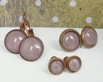 Cabochon earrings copper purple / SELECTION: lever back or stud earrings