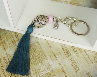 Buddha key holder with tassel - yoga keychain - india gift - yoga gift