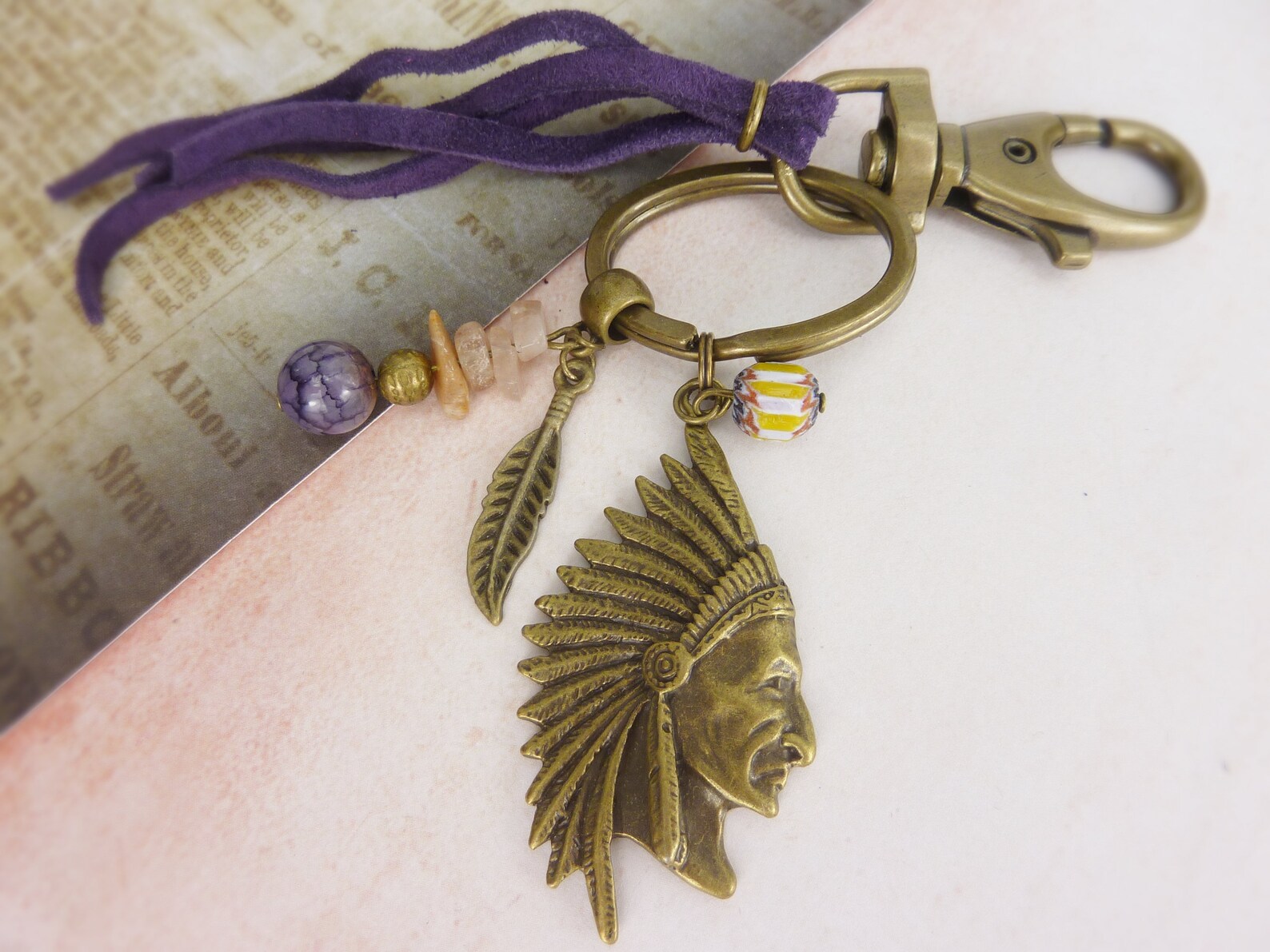 Indian Chief Charm Keychain as a gift for Indian Friends Etsy