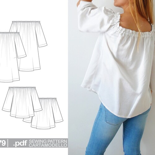 Lotte Blouse Off-the-shoulder PDF Womens Sewing Pattern Sizes - Etsy ...