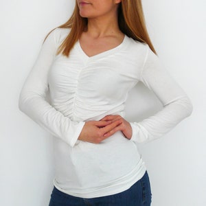 Patron de couture PDF pour t-shirt froncé sur le devant pour femme n 88 avec tutoriel, tailles XS-XXL image 5