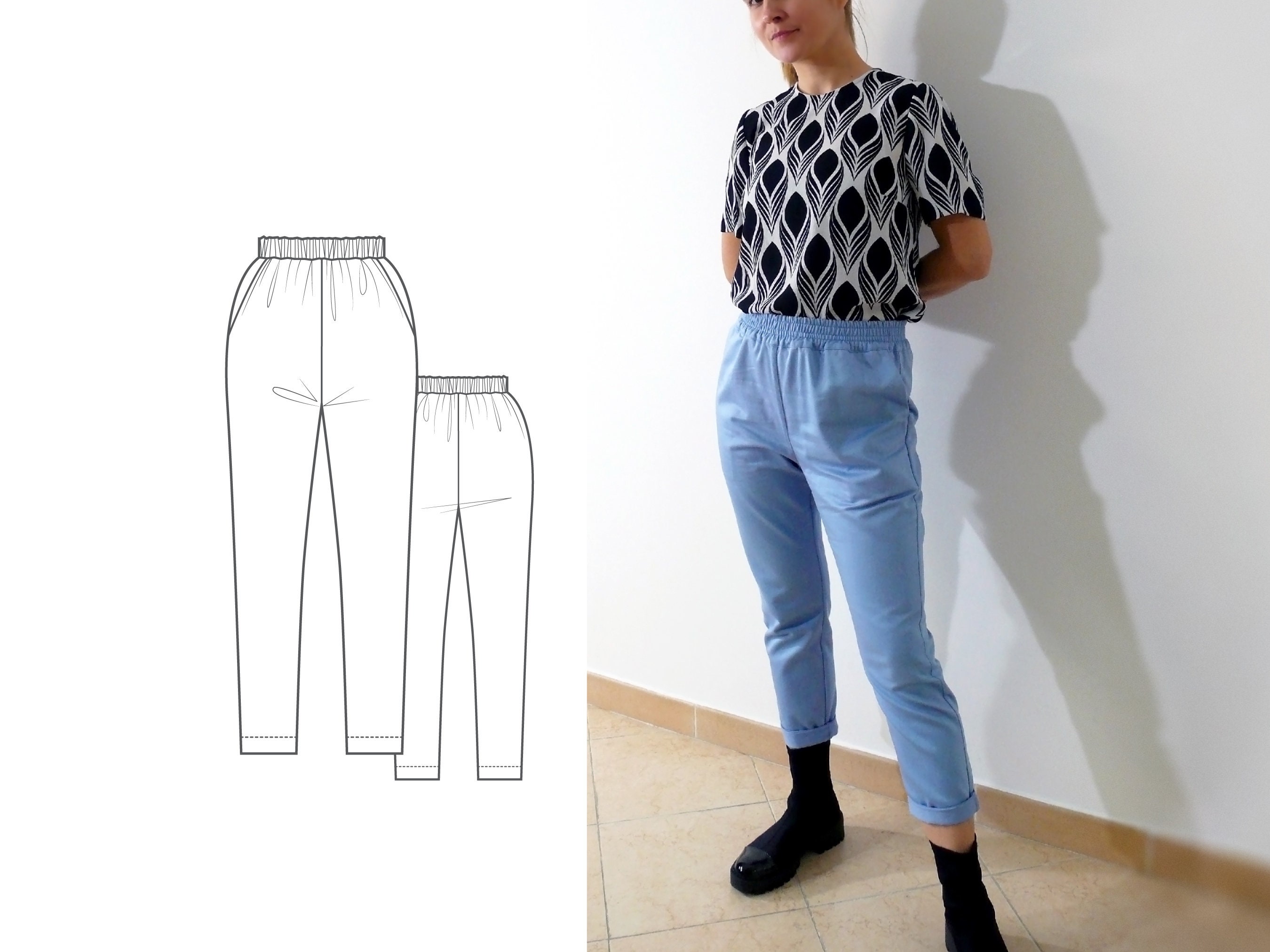 70s Checkered Geometric Print Pants - Small to Medium