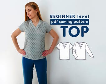 Women's T-Shirt PDF Sewing Pattern - Sizes XS-5XL - includes sewing instructions and seam allowances