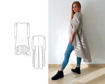 Women's High Low Tunic PDF Sewing Pattern N.80