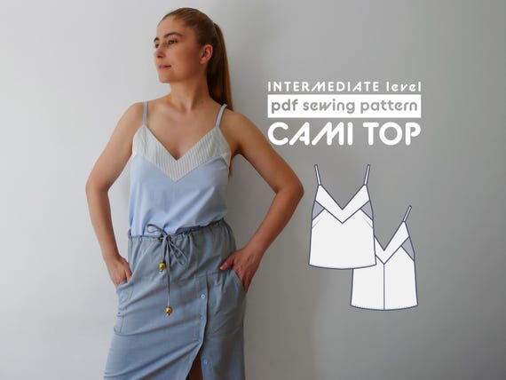 V-Neck Cami Top PDF Sewing Pattern  - Sizes 38-54 - includes sewing instructions and seam allowances