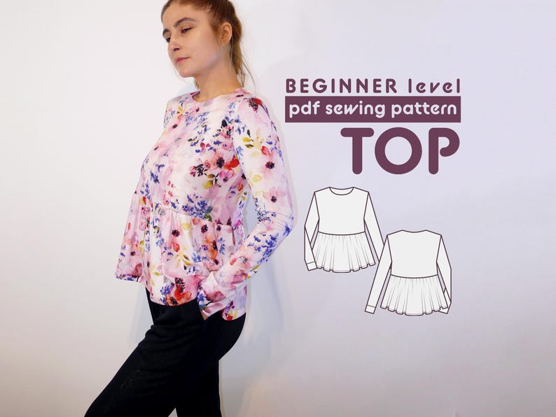 Peplum Top PDF Sewing Pattern - Sizes XS - XXL - Includes Sewing ...
