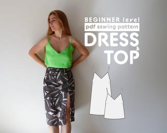 Cami Top & Dress PDF Sewing Pattern - Beginner Friendly - includes sewing instructions and seam allowances