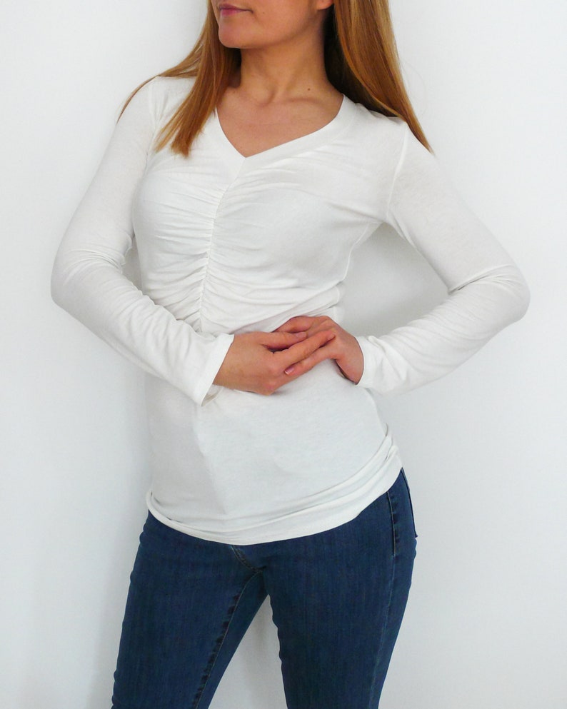 Patron de couture PDF pour t-shirt froncé sur le devant pour femme n 88 avec tutoriel, tailles XS-XXL image 5