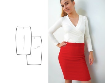 Pencil Skirt PDF Sewing Pattern from Women N.24, Sizes XS-5XL