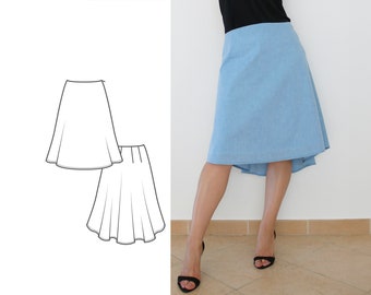 A-line Pleated Back Skirt PDF Sewing Pattern N.40 with tutorial