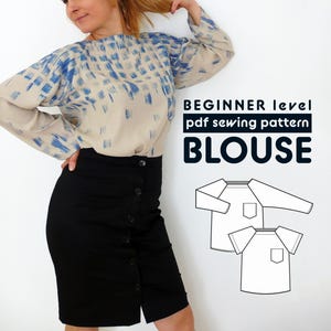 Blouse PDF Sewing Pattern N.77 | Boxy shape with long or short raglan sleeves | comes with seams allowances included and sewing instructions