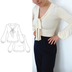 Bow Tie Top PDF Sewing Pattern N.50, Sizes XS-XXL