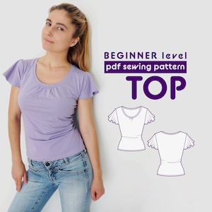 Flouncy Top PDF Sewing Pattern for Women N.8, Sizes XS-XXL