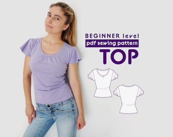 Flouncy Top PDF Sewing Pattern for Women N.8, Sizes XS-XXL