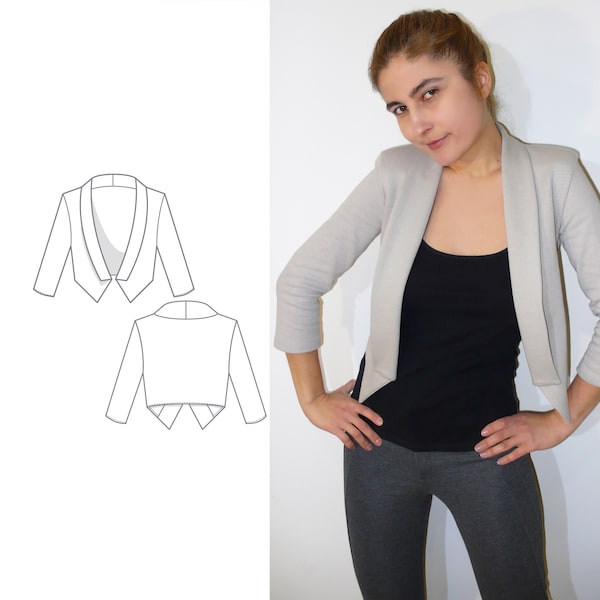 Cropped Blazer PDF Sewing Pattern for Women N.7, Sizes XS-XL