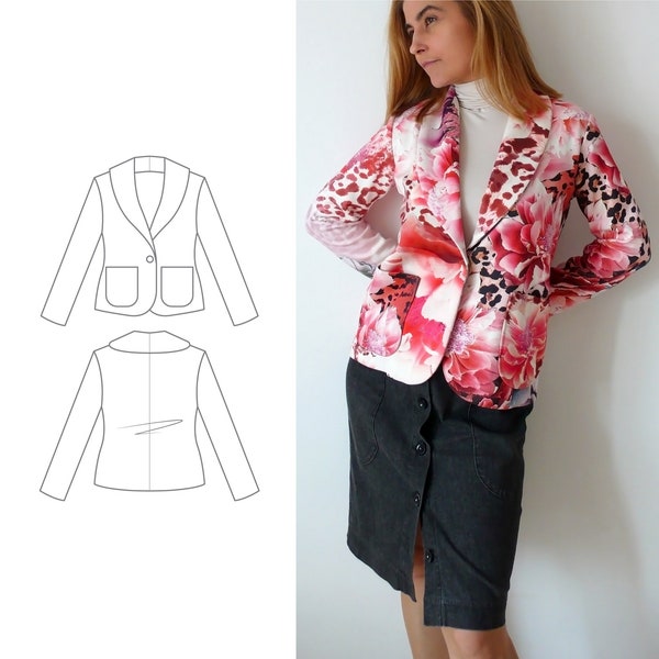 Women's Knit Blazer PDF Sewing Pattern N.61, XS-5XL