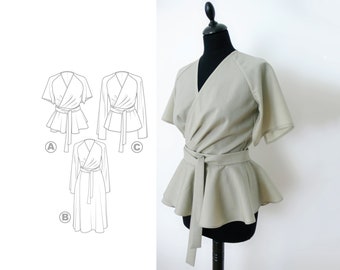 V-Neck Wrap Top or Dress PDF Sewing Pattern N.78