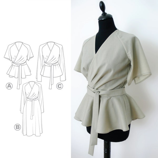 Top cache-cœur ou robe cache-cœur PDF Patron de couture N.78