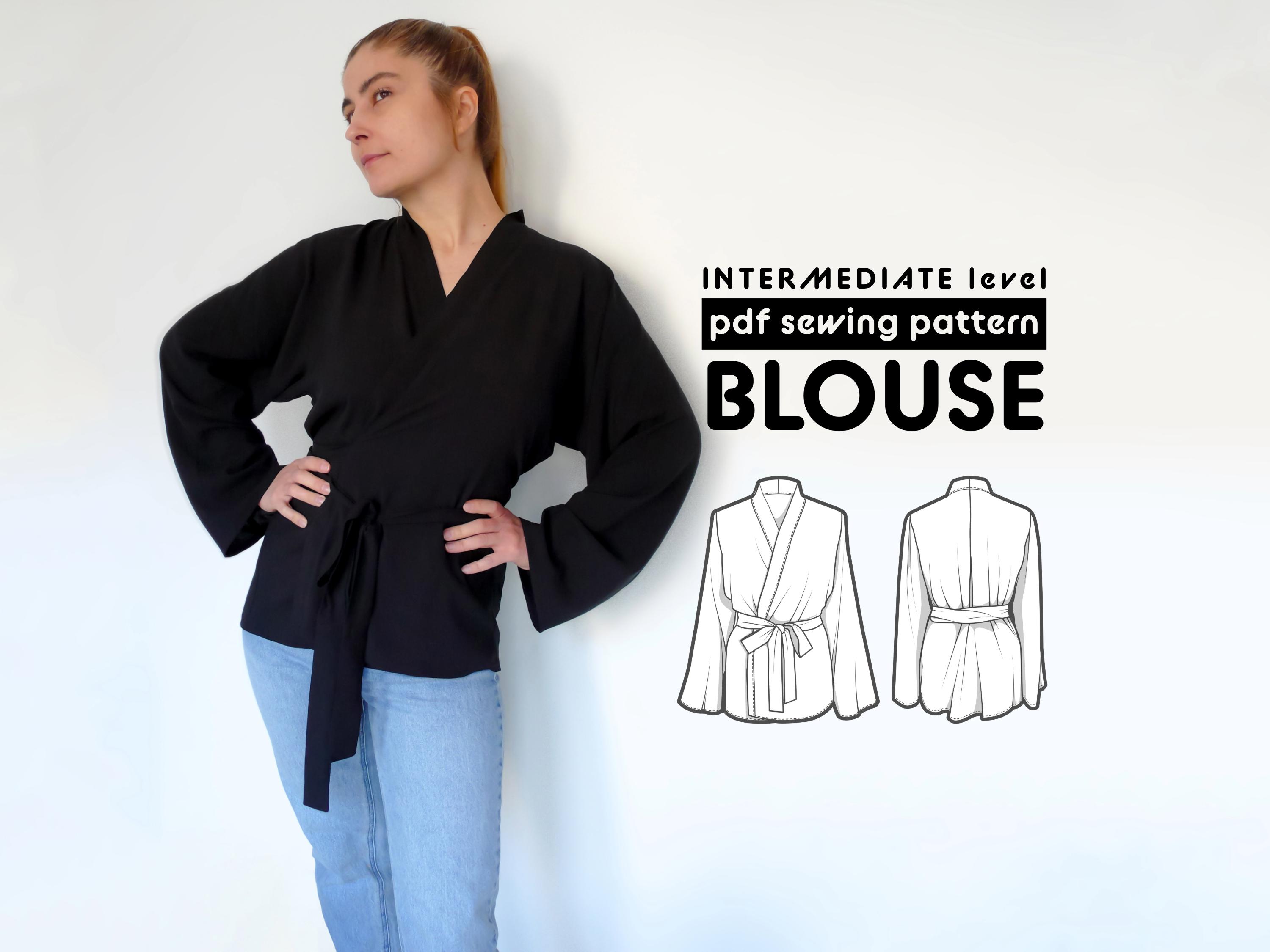 Wrap Blouse PDF Sewing Pattern | Sizes 36-54 | Includes Sewing ...