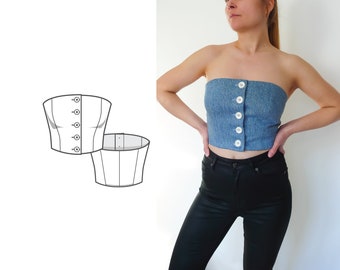 Front Button Bustier PDF Sewing Pattern N.86