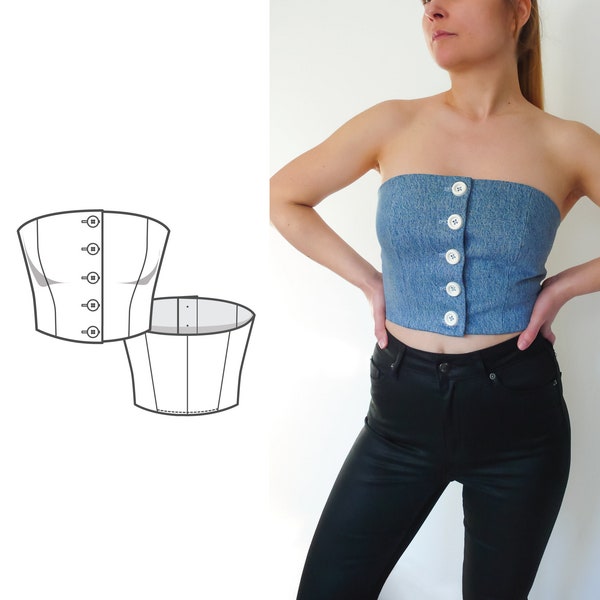 Front Button Bustier PDF Sewing Pattern N.86