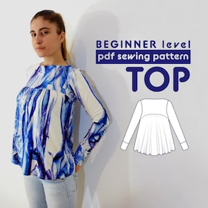 PDF-sömnadsmönster för rynkad framsida - Storlekar XS-XXL - inkluderar sömnadsinstruktioner och sömsmåner
