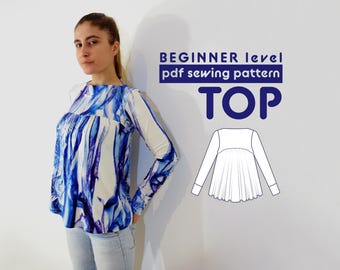 Ruched Front Top PDF Sewing Pattern - Sizes XS-XXL - includes sewing instructions and seam allowances