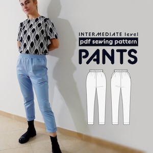 Pants PDF Sewing Pattern N.39 | Short and Tapered at the bottom, with pockets | includes sewing instructions and seam allowances