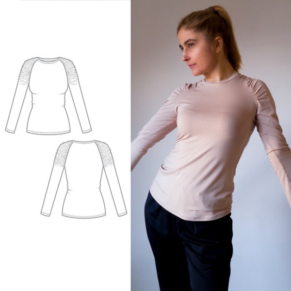 Long Sleeve Top PDF Sewing Pattern for Women N.84, Sizes XS-XXL