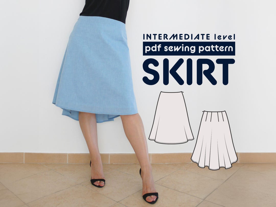 Lined A-line Skirt PDF Sewing Pattern - Sizes 38-54 - Includes Sewing ...