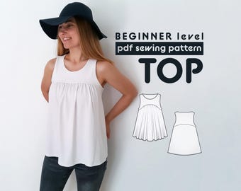 Tank Top PDF Sewing Pattern - Beginner friendly - Sizes XS -5XL - includes sewing instructions