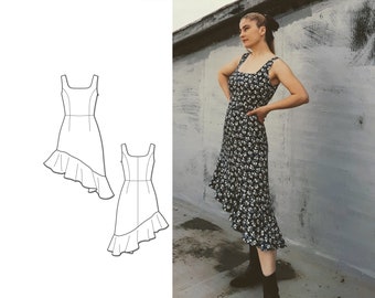 Asymmetric Midi Dress PDF Sewing Pattern N.98