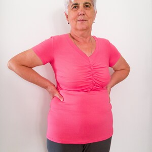 Patron de couture PDF pour t-shirt froncé sur le devant pour femme n 88 avec tutoriel, tailles XS-XXL image 8