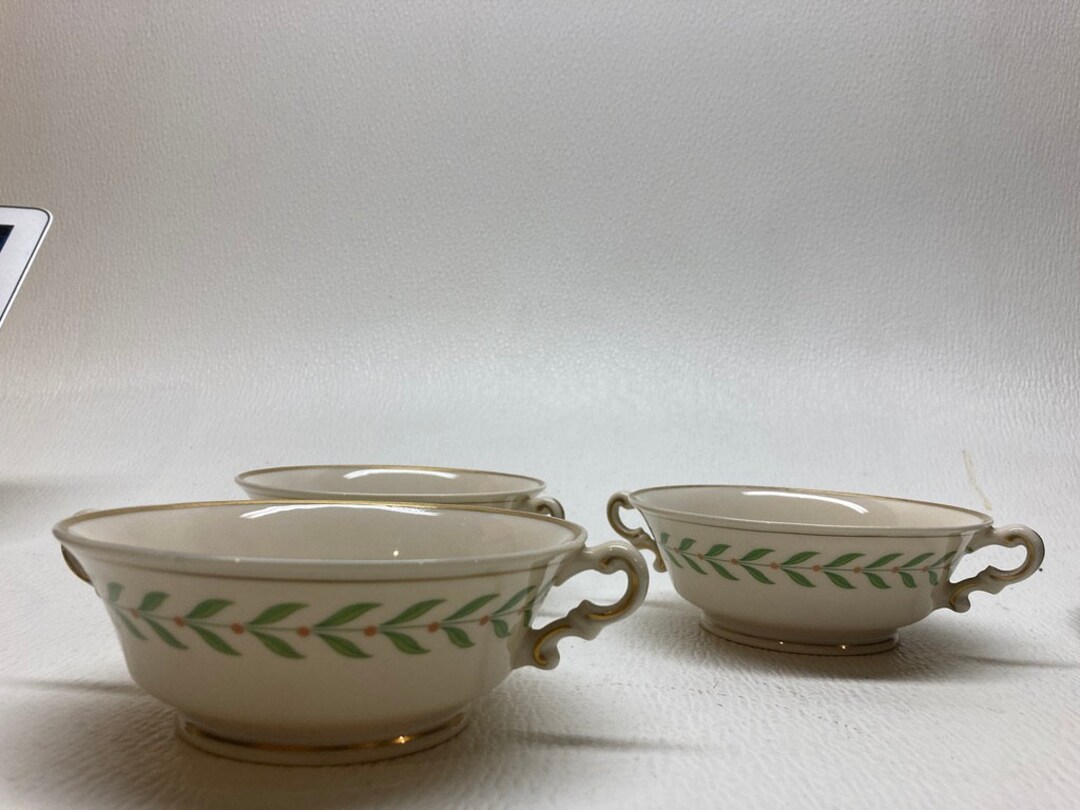 Old Ivory Syracuse China Double Handled Bowls Etsy