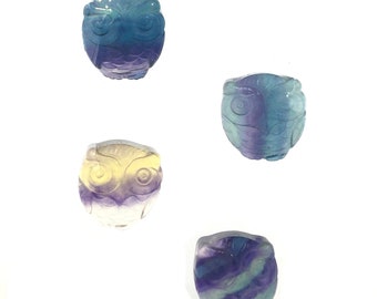 Owl (1) Fluorite Mini Undrilled Polished Shape Carving Natural Stone Crystal Art Jewelry Supply Rocks and Minerals Crystals Mineral Specimen