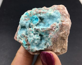Chrysocolla Baby Blue Rare Quartz Sparkly Druzy on Matrix Blue Crystals Natural Mineral Specimen Rocks and Minerals Congo