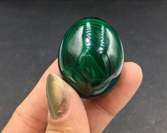 Malachite Green Egg Mini Patterned Carving Green Polished Banded Mineral Rocks and Minerals Congo DRC