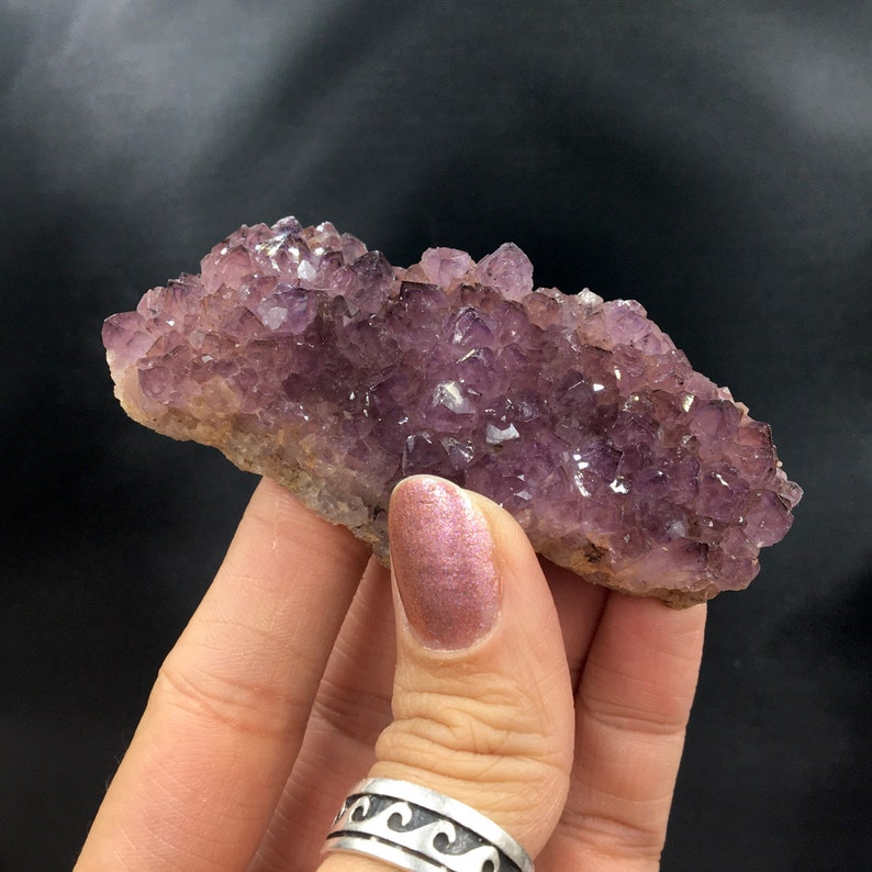 Amethyst Pinkish Purple Dusty Rose Purple Quartz Crystal Cluster Matrix Rocks and Minerals Mineral Specimen Alacam Mine Turkey image 1