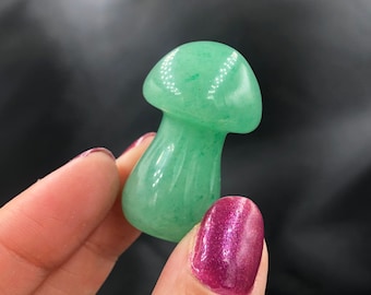Green Aventurine Mushroom (1) Small Carving Nature Lovers Statue Rocks and Minerals Mineral Specimen Mineral Gemstones Crystal Lovers Gifts