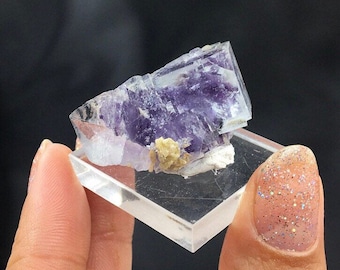 Blue Purple Fluorite Cubes Glassy Gemmy Crystal Cluster Mounted Miniature Mineral Specimen Rocks and Minerals Yaogangxian Mine China FLUO10