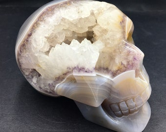 Skull Quartz Crystals Amethyst Banded Agate High Quality Geode Sections Banded Polished Mineral Specimen Crystal Rocks and Minerals Brazil